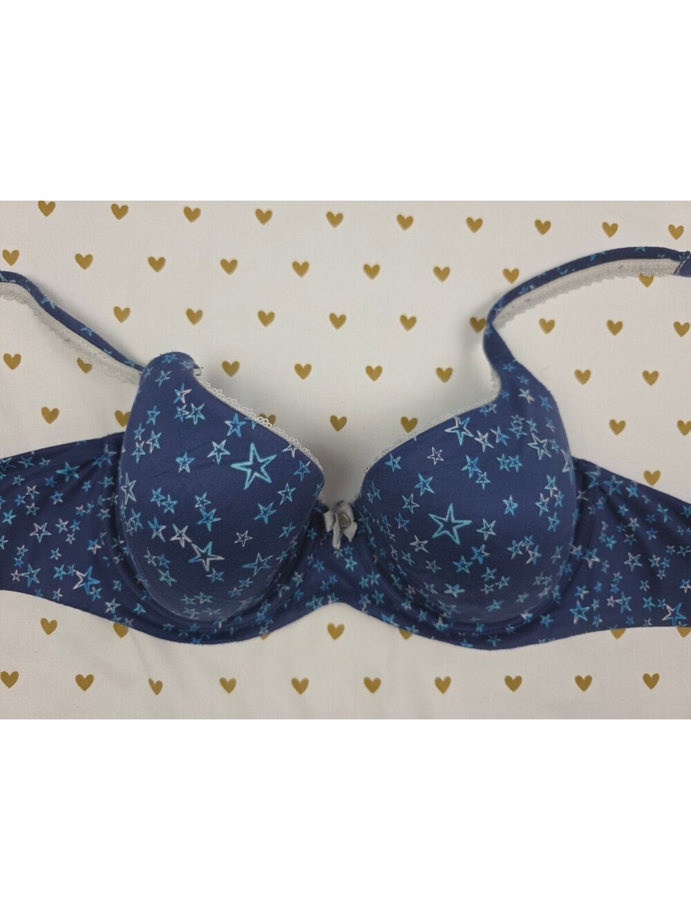 Victorias Secret Blue Stars Lined Demi Balconette Bra 32DD